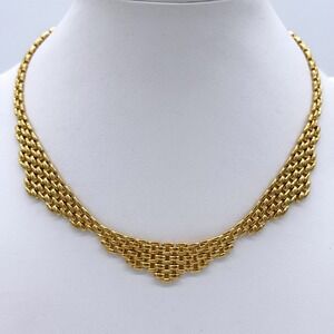 Vintage Monet Gold Tone Collar Necklace Graduated Chain Statement 17 Inc